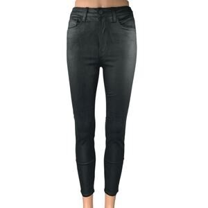 L'agence Women's Black Coated Faux Leather High Waist Skinny Jeans Pants Size 27